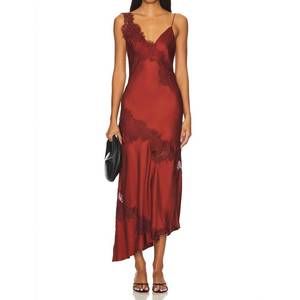 chinese dress ladies Lou Satin and Lace Midi Dress